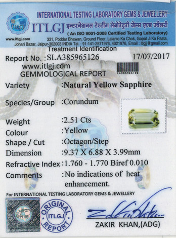 Yellow Sapphire - 2.51 Carat