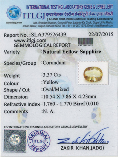 Yellow Sapphire - 3.37 Carat