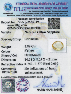 Yellow Sapphire - 3.89 Carat
