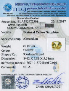 Yellow Sapphire - 4.15 Carat