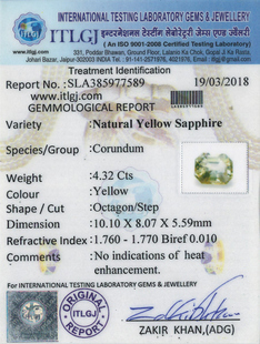 Yellow Sapphire - 4.32 Carat