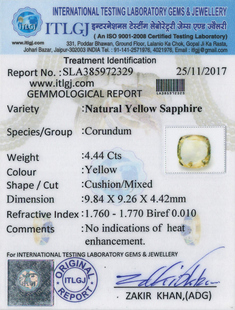Yellow Sapphire - 4.44 Carat