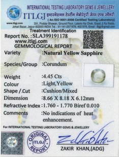 Yellow Sapphire - 4.45 Carat