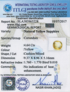 Yellow Sapphire - 4.64 Carat