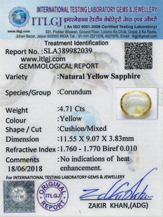 Yellow Sapphire - 4.71 Carat