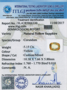 Yellow Sapphire - 5.15 Carat