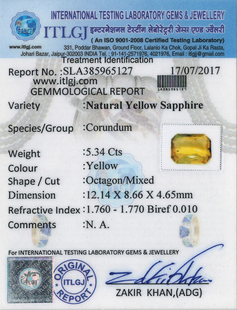 Yellow Sapphire - 5.34 Carat