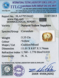Yellow Sapphire - 5.35 Carat
