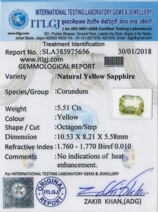Yellow Sapphire - 5.51 Carat