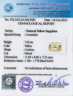 Yellow Sapphire - 7.42 Carat