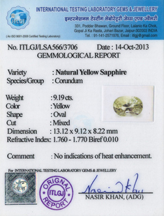 Yellow Sapphire - 8.87 Carat