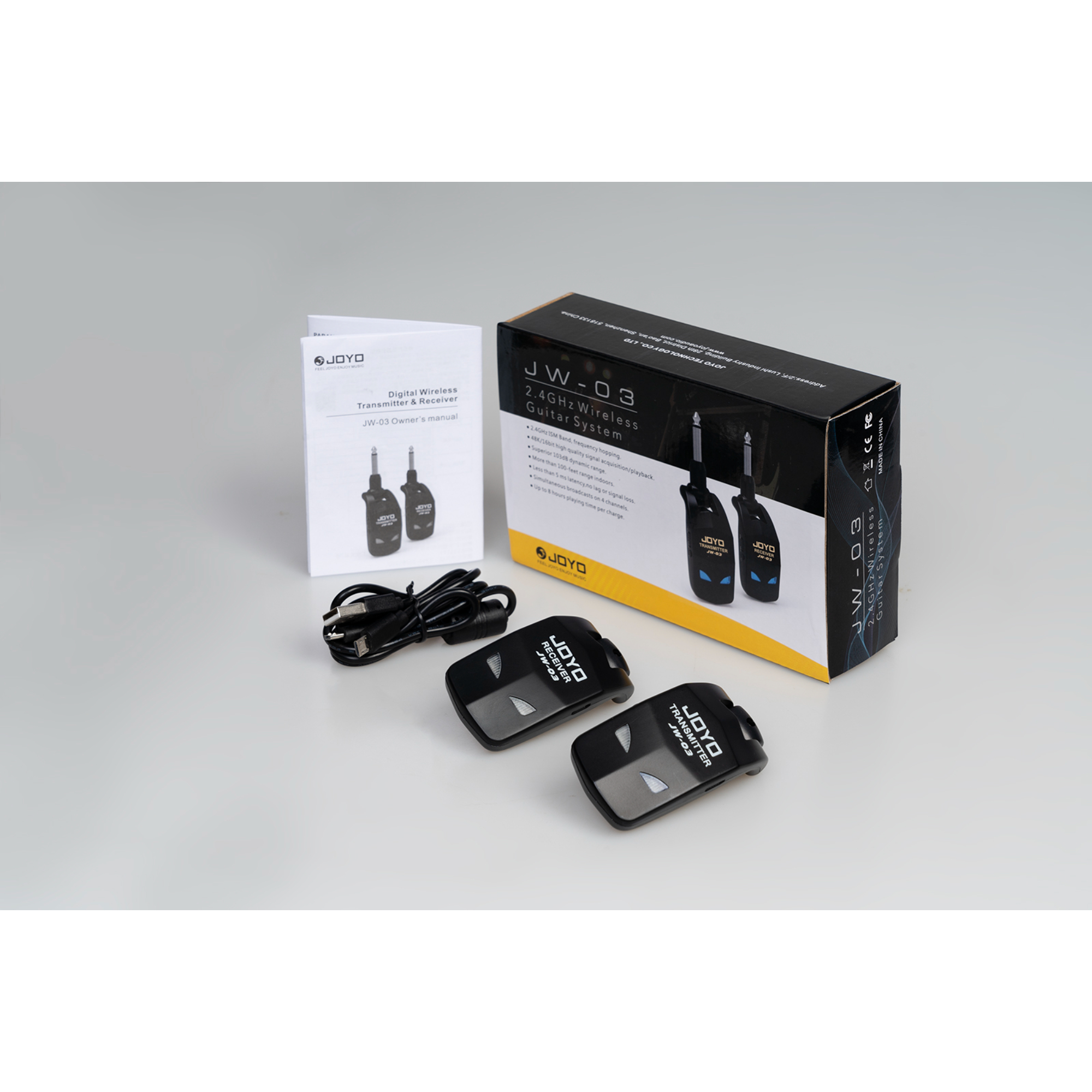 JOYO 24GHz Wireless Guitar System 4 Channels Rechargeable Audio Wireless Transmitter Receiver for Guitar Bass Electric Instruments JW-03