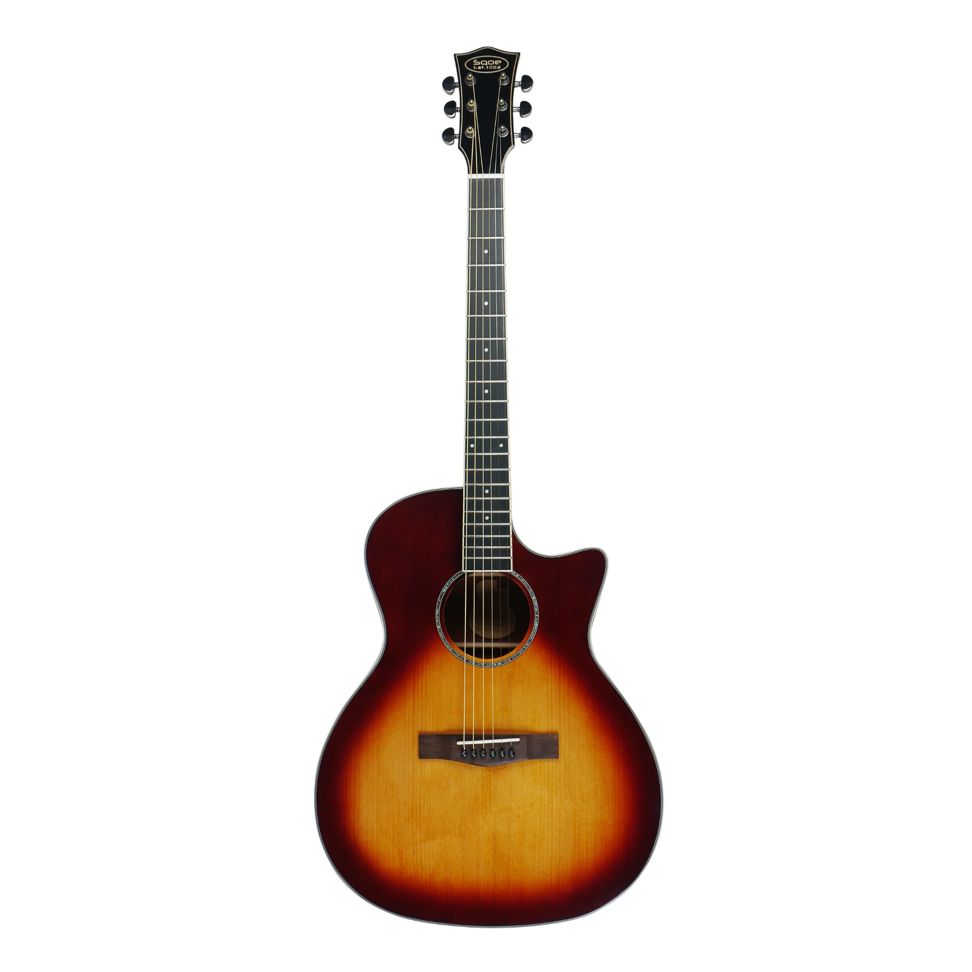 SQOE S340 FGCS Solid top Acoustic Guitar - Cherry Burst Gloss Online price in India