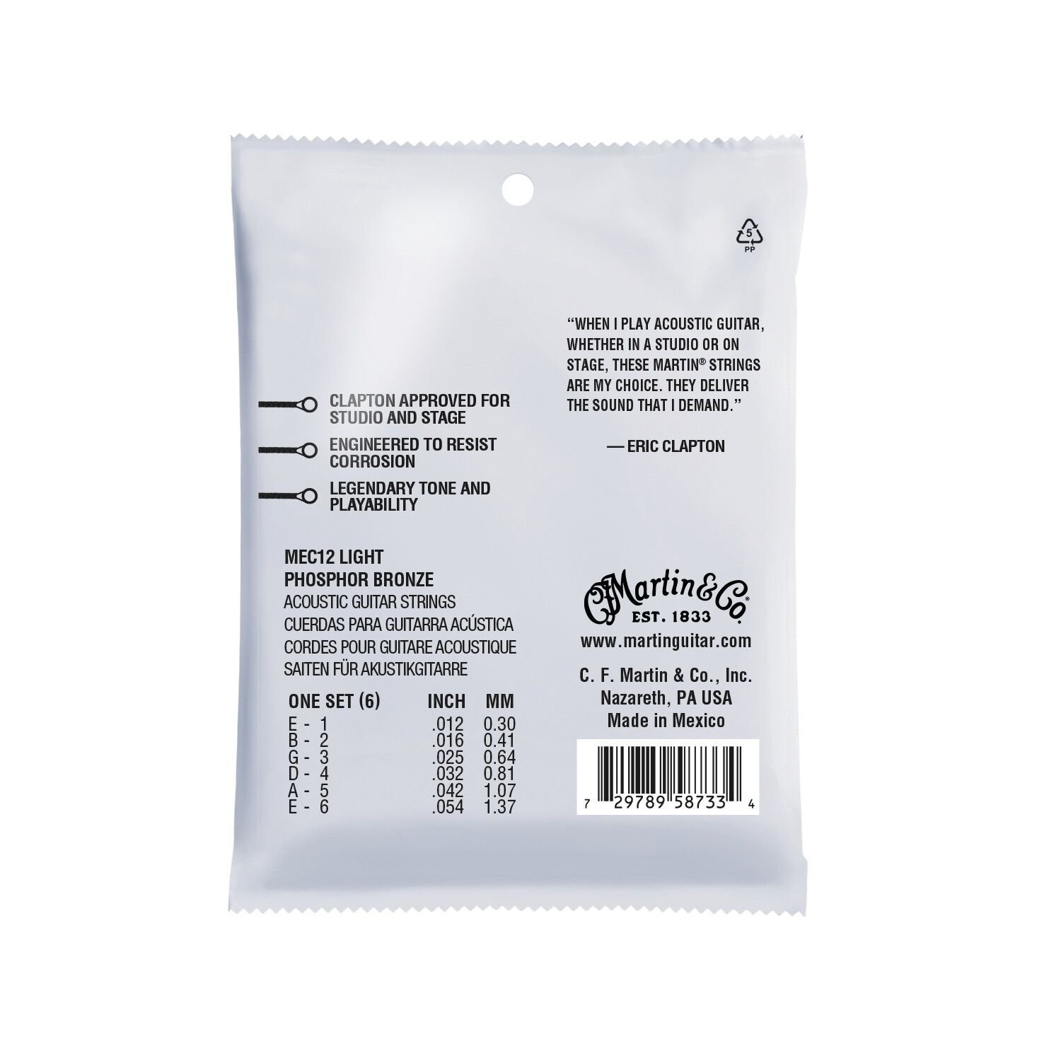 Martin Claptons Choice MEC12 Light Acoustic Guitar Strings online in India at johnsmusicin at the lowest price Online price in India