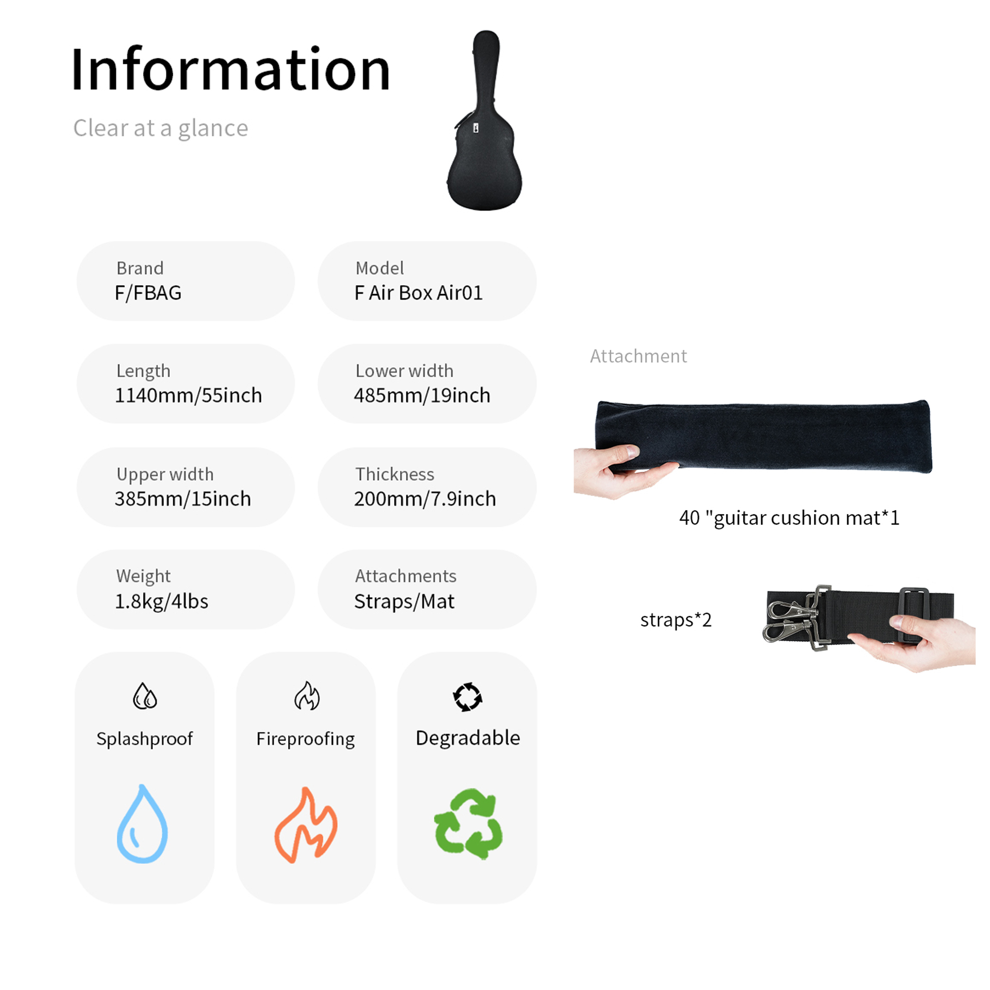 Double AIR bag Hardcase for 40inch and 41inch guitars Online price in India