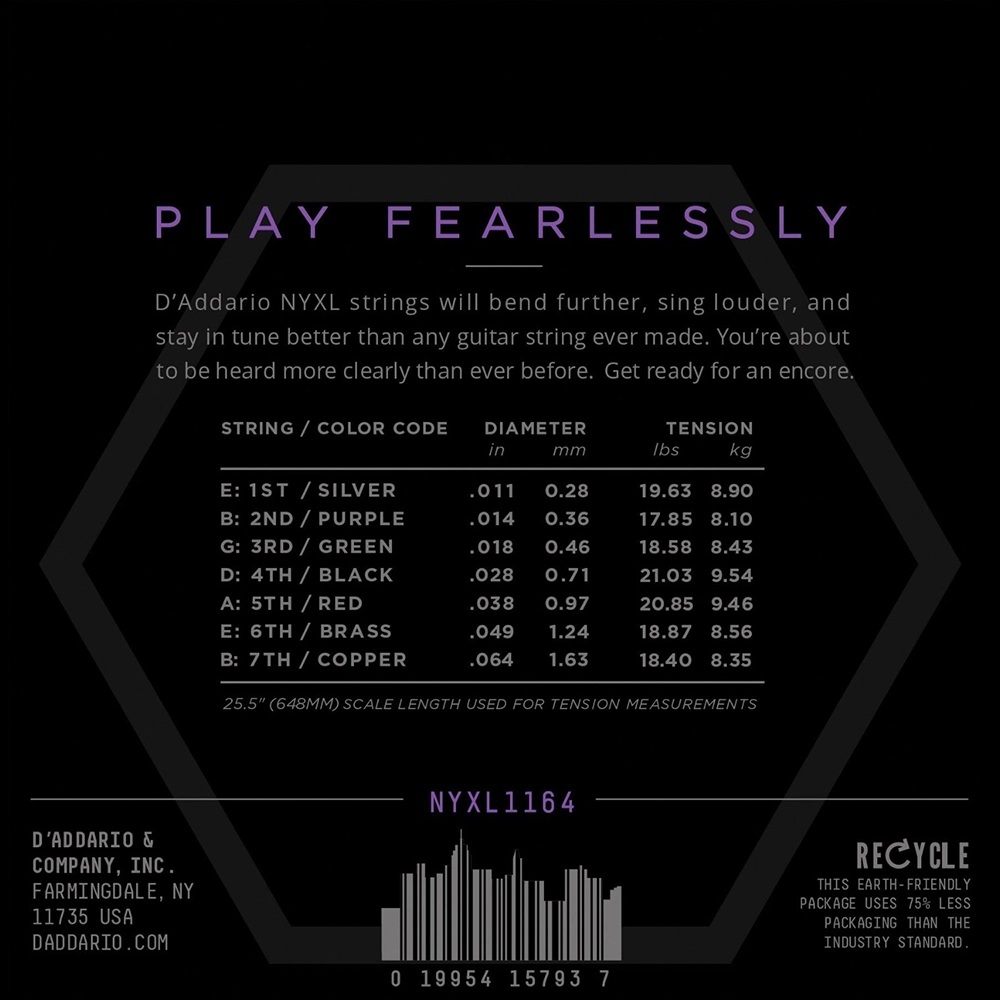 DAddario NYXL1164 Nickel Wound Electric Strings - 011-064 7-string