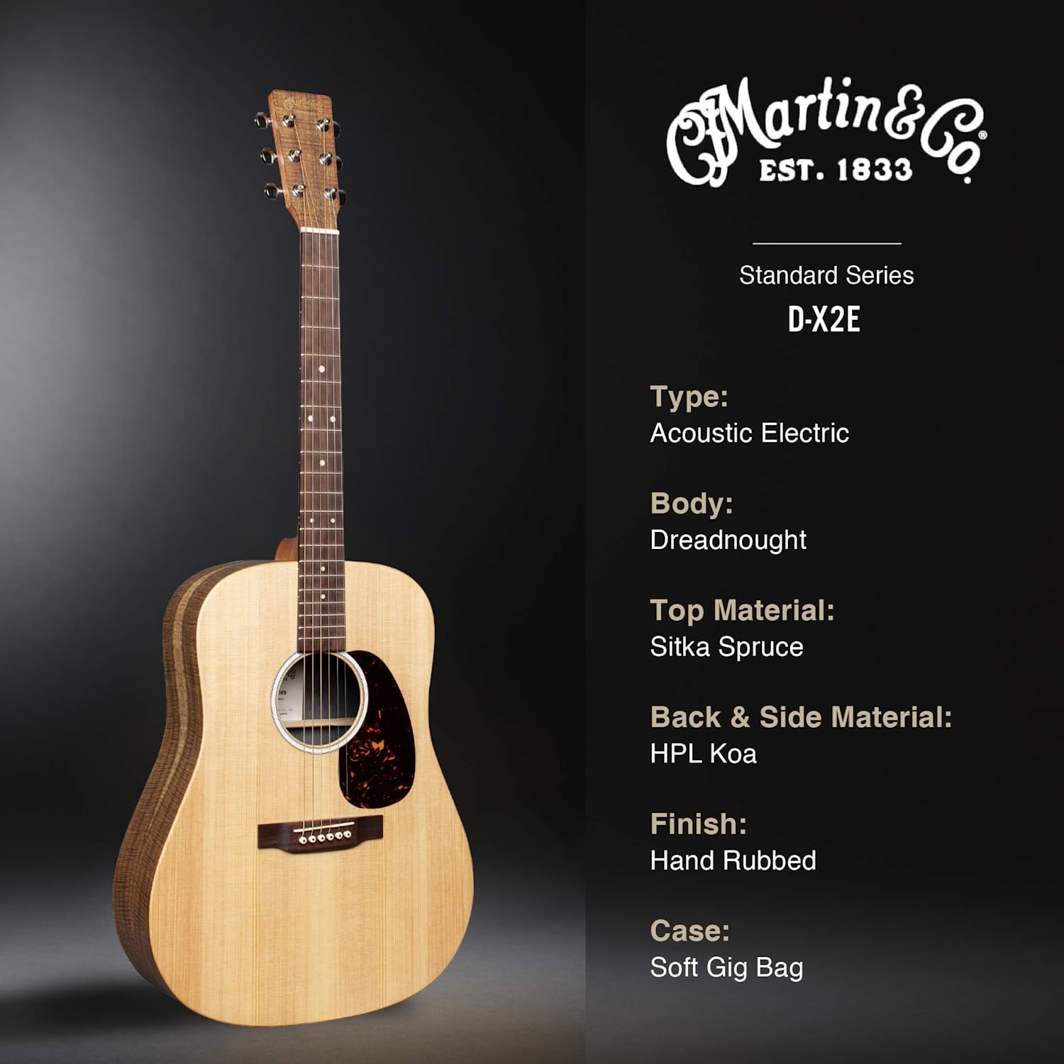 Martin D-X2E Dreadnought Acoustic-Electric Guitar Online price in India