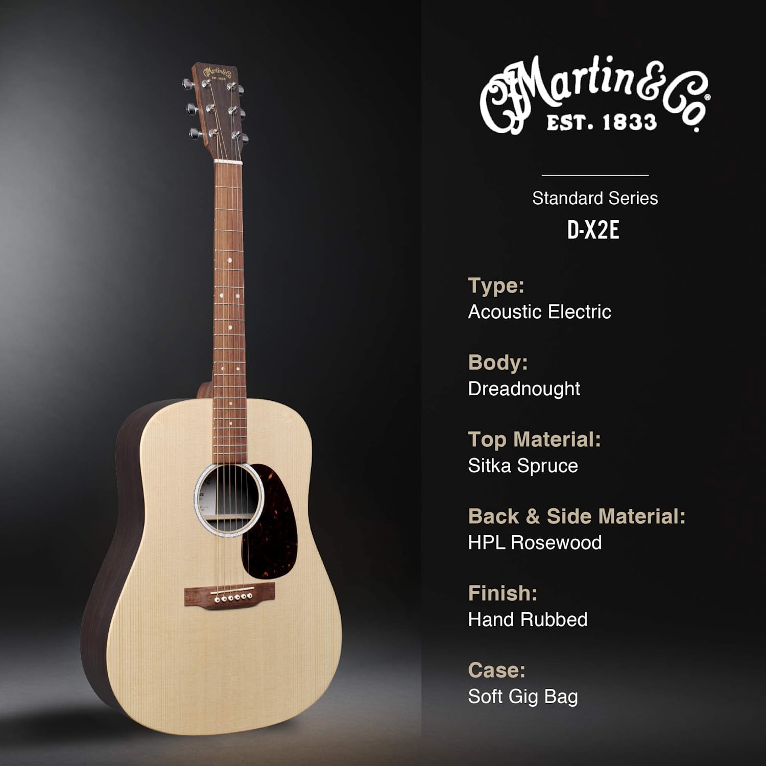 Martin X Series D-X2E Rosewood ElectroAcoustic Guitar Online price in India