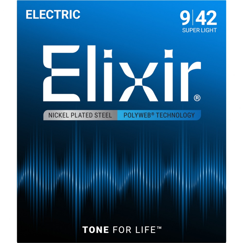 Image of Elixir 12000 Polyweb Electric Guitar Strings Super Light 9-42
