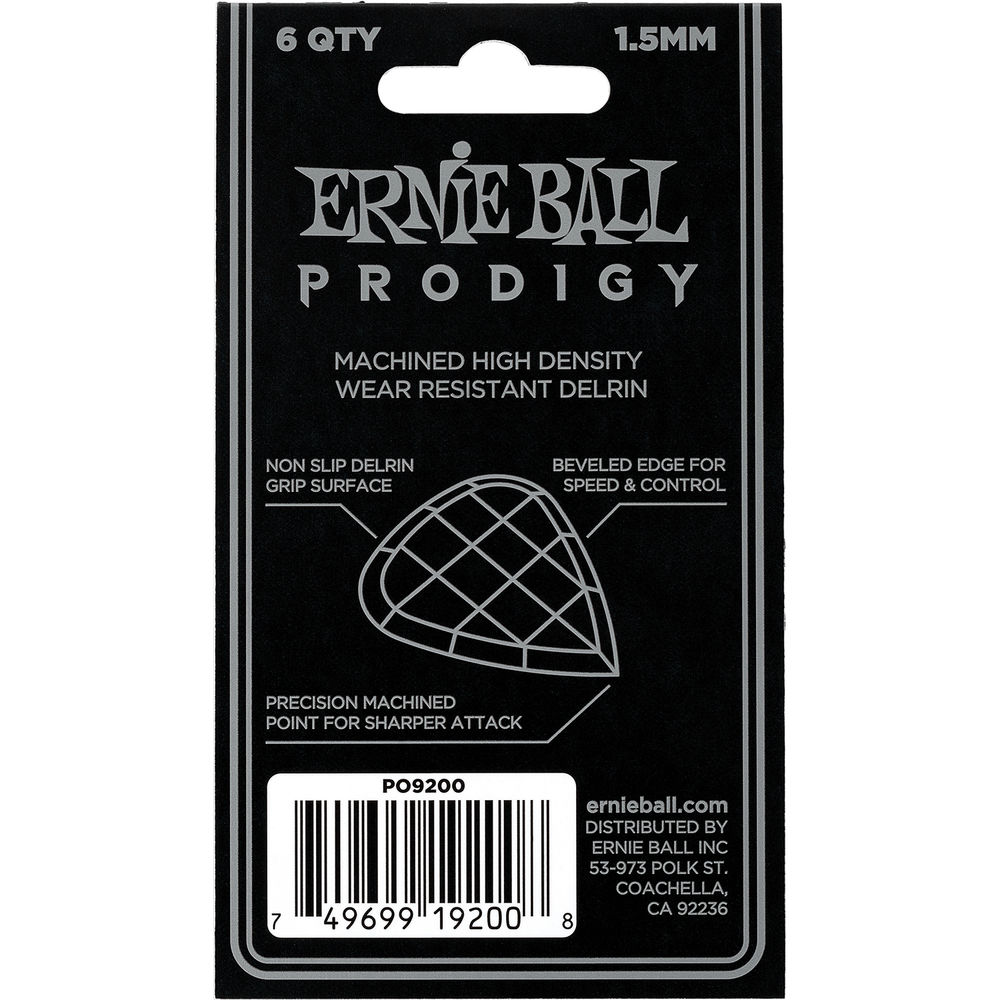 Ernie Ball 9200 15mm Mini Prodigy Guitar Picks - Pack of 6 - Black Online price in India