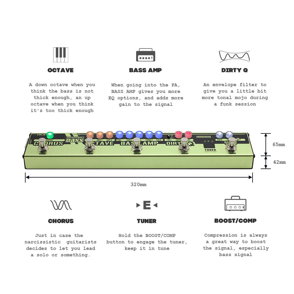 Valeton VES-2 Dapper Bass Combined Effect Strip online in India at johnsmusicin at the lowest price Online price in India