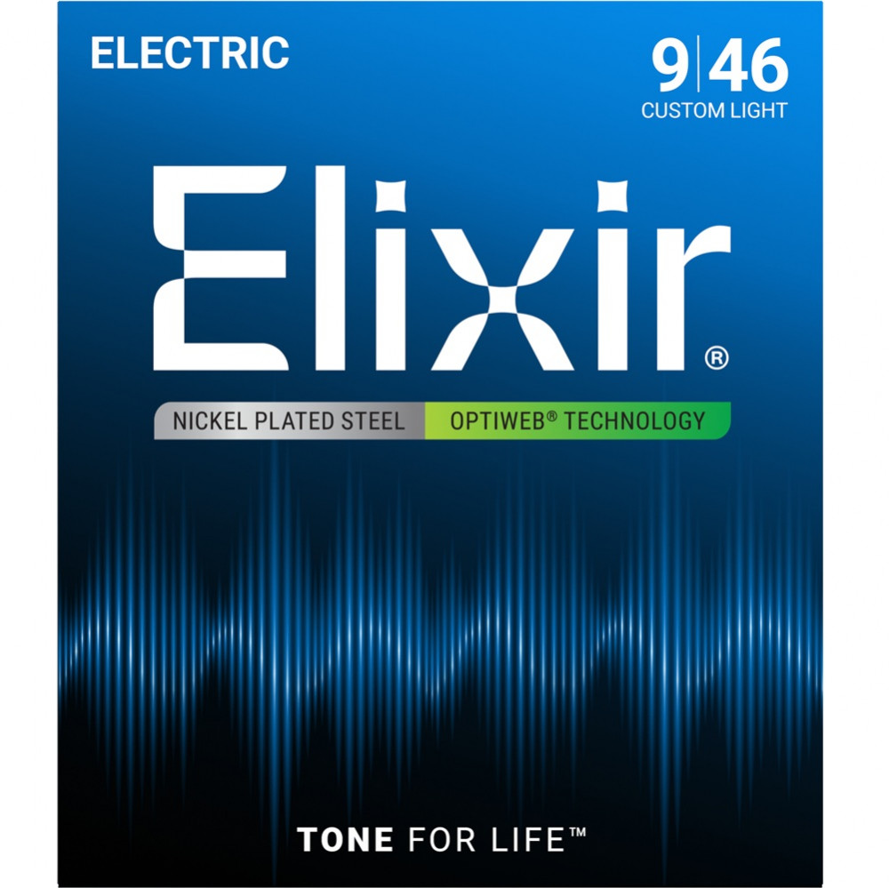 Image of Elixir Strings 19027 Coated Nickel Electric Guitar Strings Custom Light