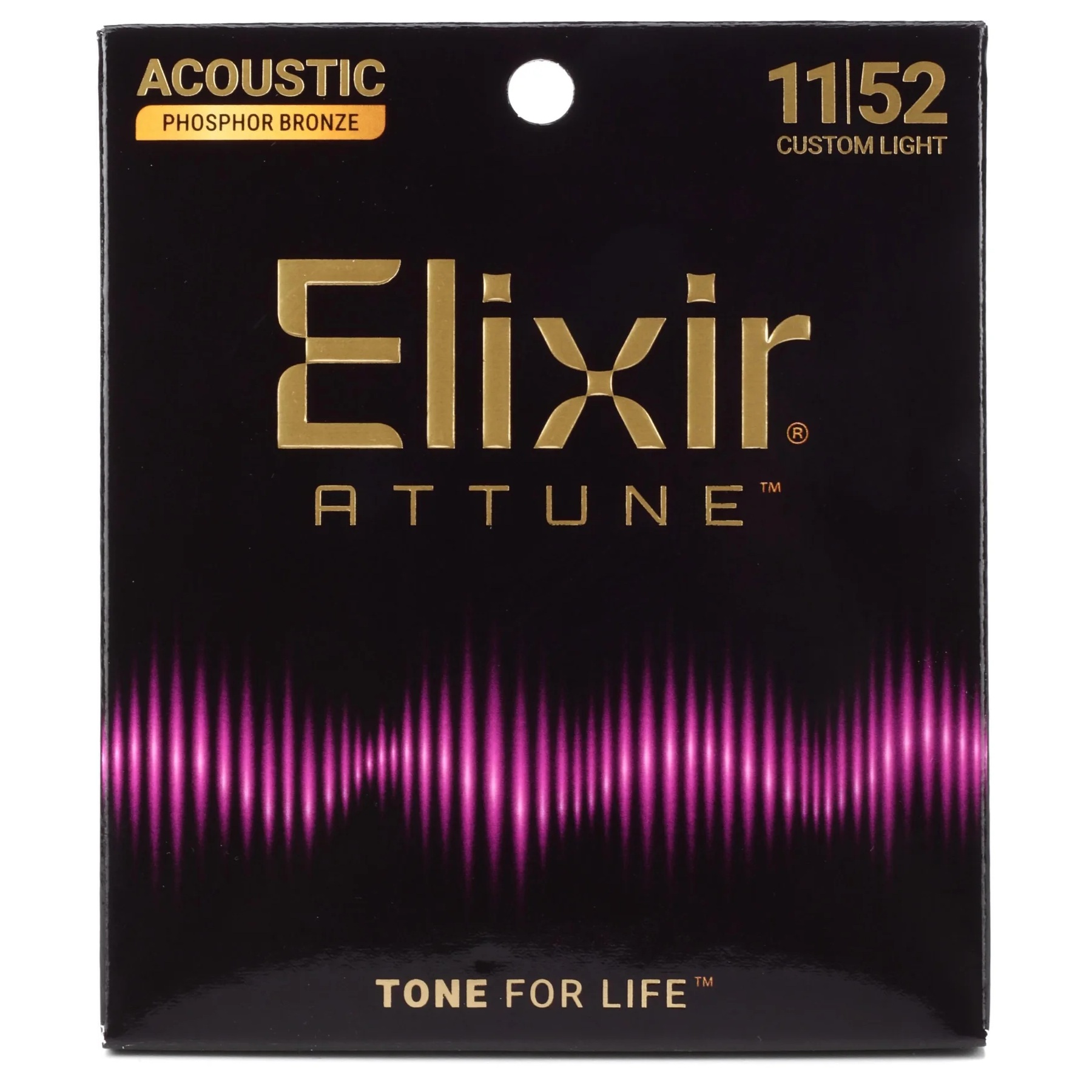 Elixir Strings 21027 Attune Phosphor Bronze Acoustic Guitar Strings 011-052 Custom Light Online price in India