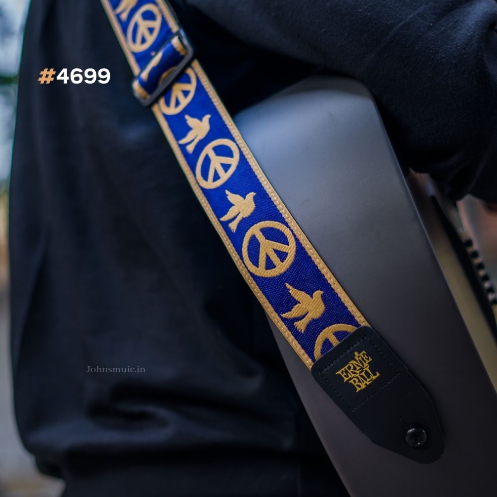 Ernie Ball 4699 Navy Blue and Beige Peace Love Dove Jacquard Strap Online price in India