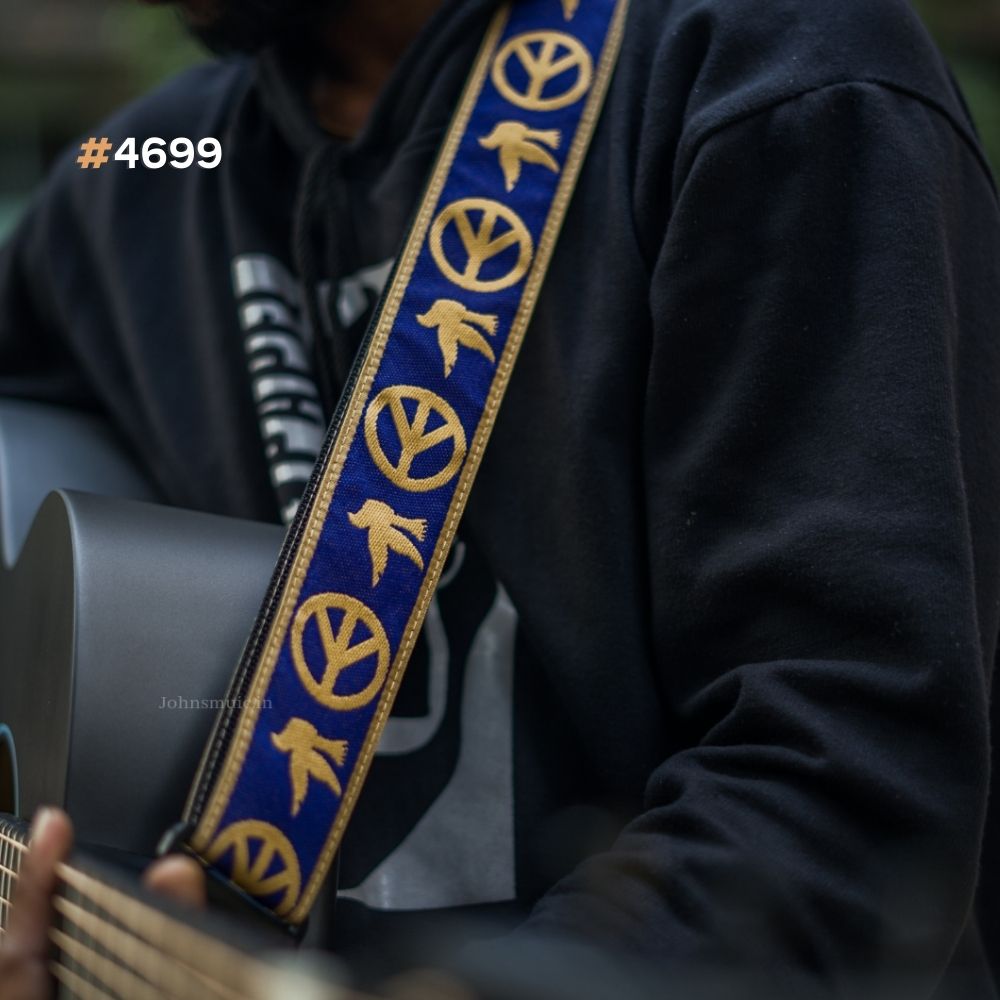 Ernie Ball 4699 Navy Blue and Beige Peace Love Dove Jacquard Strap Online price in India