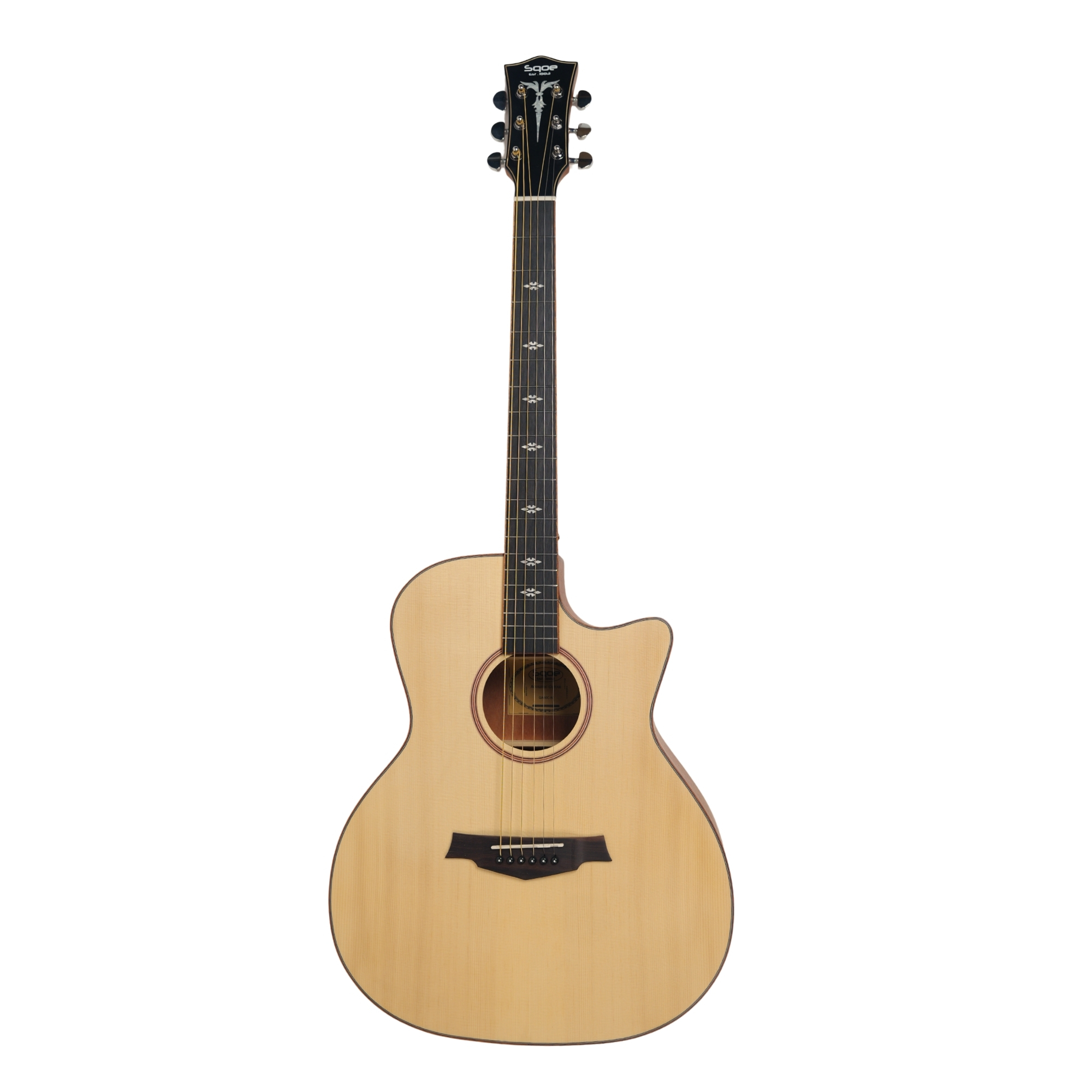 SQOE GA40C Natural Solid Spruce Top Acoustic Guitar Mahogany Back and Sides online in India at johnsmusicin at the lowest price Online price in India