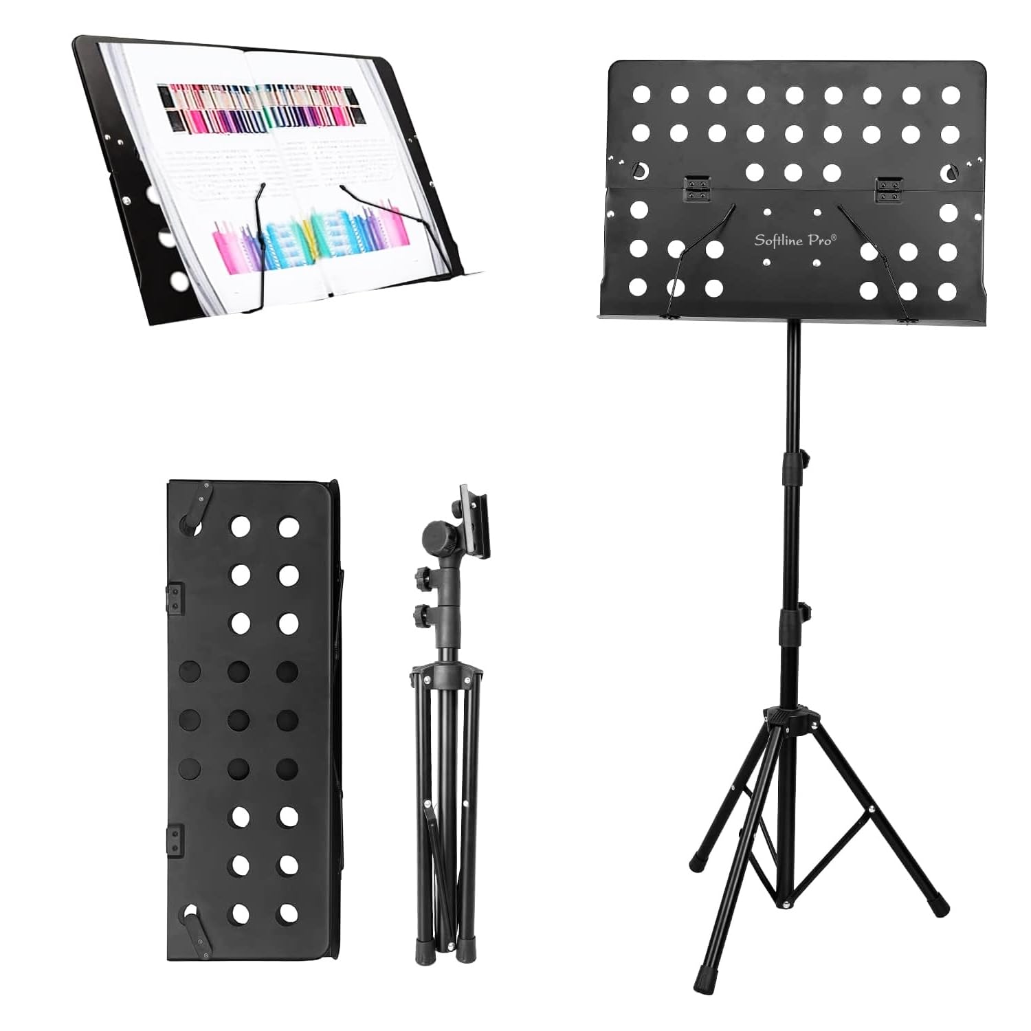 Softline Pro Metal Music Stand Portable and Foldable Professional Perforated Notation Stand online in India at johnsmusicin at the lowest price