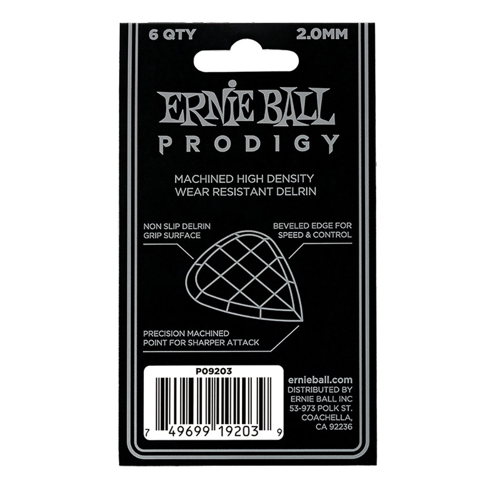 Ernie Ball 20mm Mini Prodigy Guitar Picks Pack of 6 White 9203