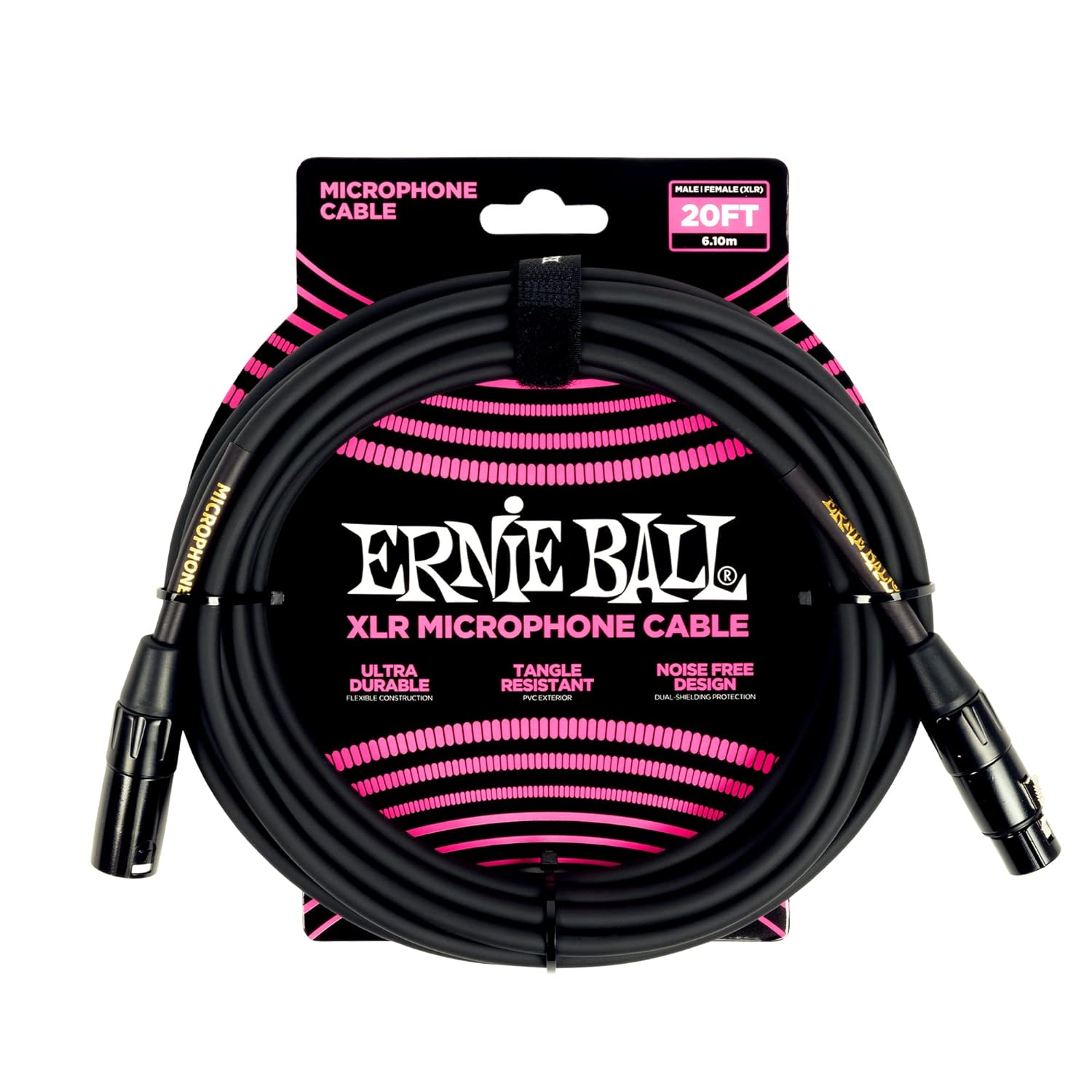 Ernie ball 6388 20ft Male Female XLR Microphone Cable Black Online price in India