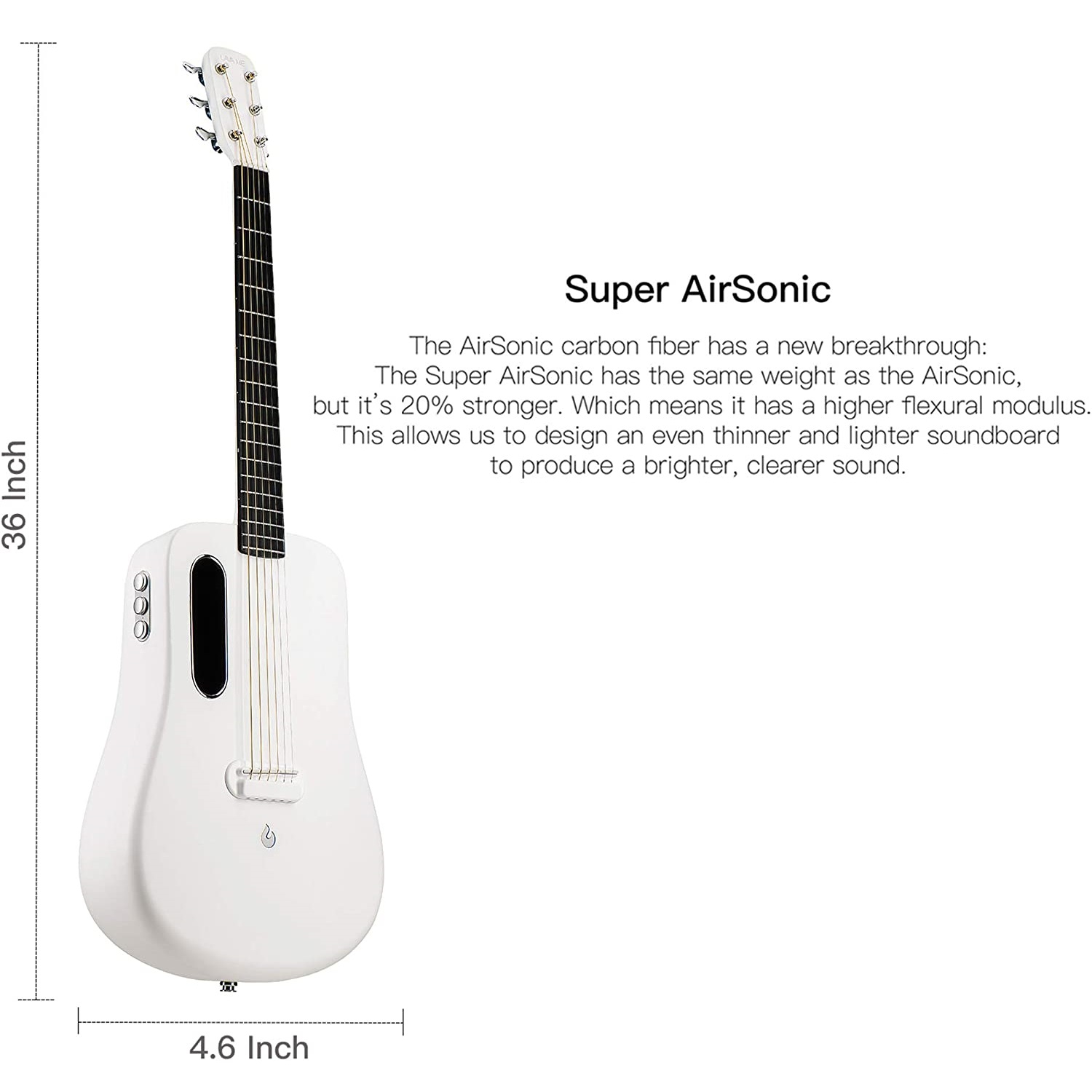LAVA ME 2 Carbon Fiber Guitar with Effects 36 Inch Acoustic Electric Travel Guitar - White