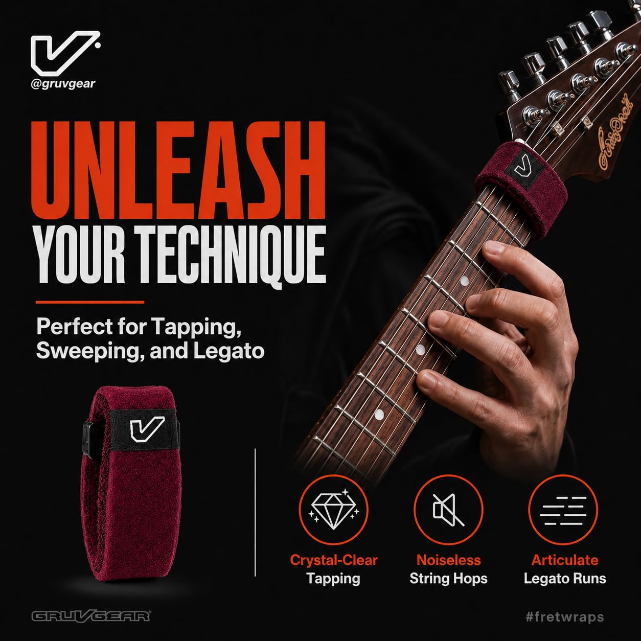 Gruv Gear GG-FW-1PK-BGY-SM Fret Wrap String Muters Small Wine online in India at johnsmusicin at the lowest price Online price in India