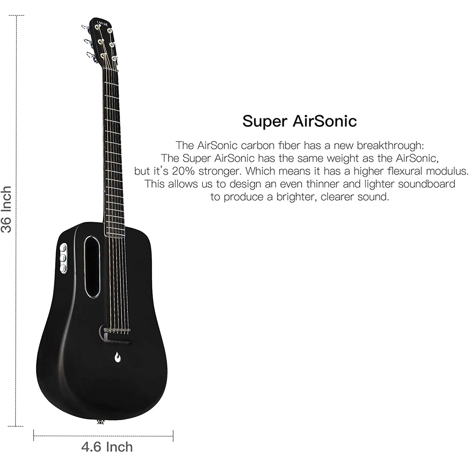 LAVA ME 2 Carbon Fiber Guitar with Effects 36 Inch Acoustic Electric Travel Guitar - White