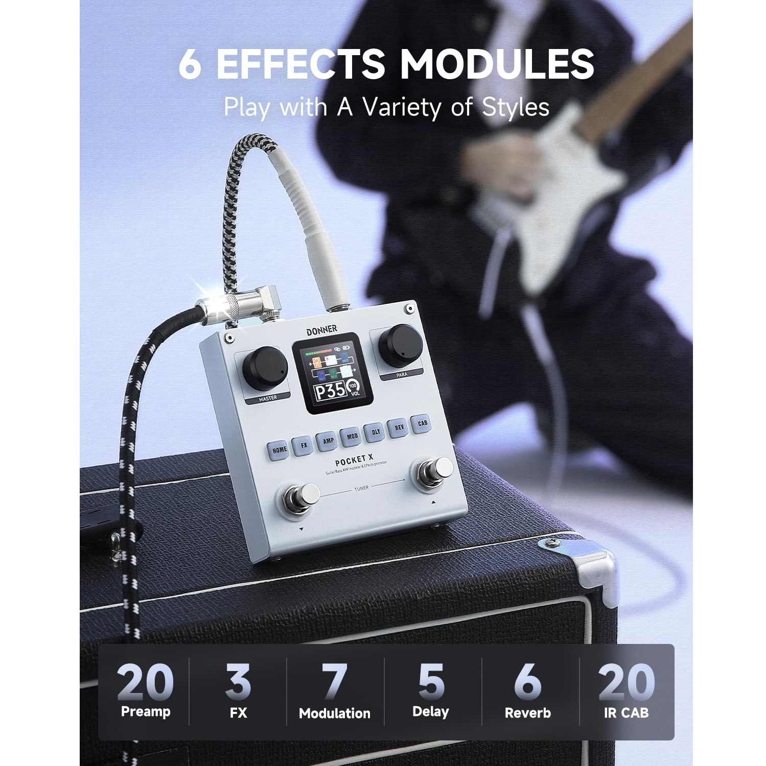 Donner Pocket-X Multi Effects Guitar Pedal online in India at johnsmusicin at the lowest price Online price in India