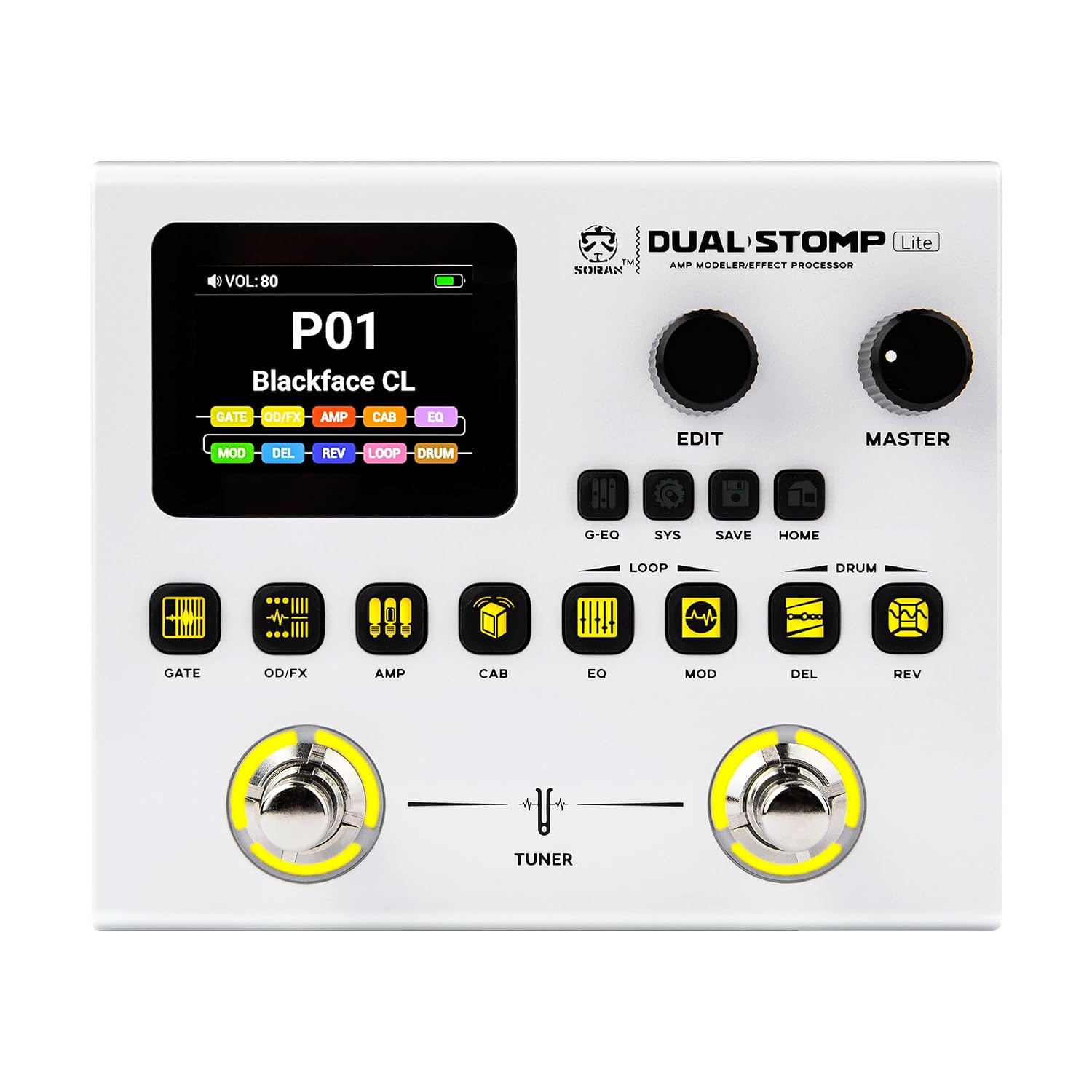 Soran Dual Stomp Lite Dual Pedal Amp Modeling Multi Effects Processor online in India at johnsmusicin at the lowest price Online price in India