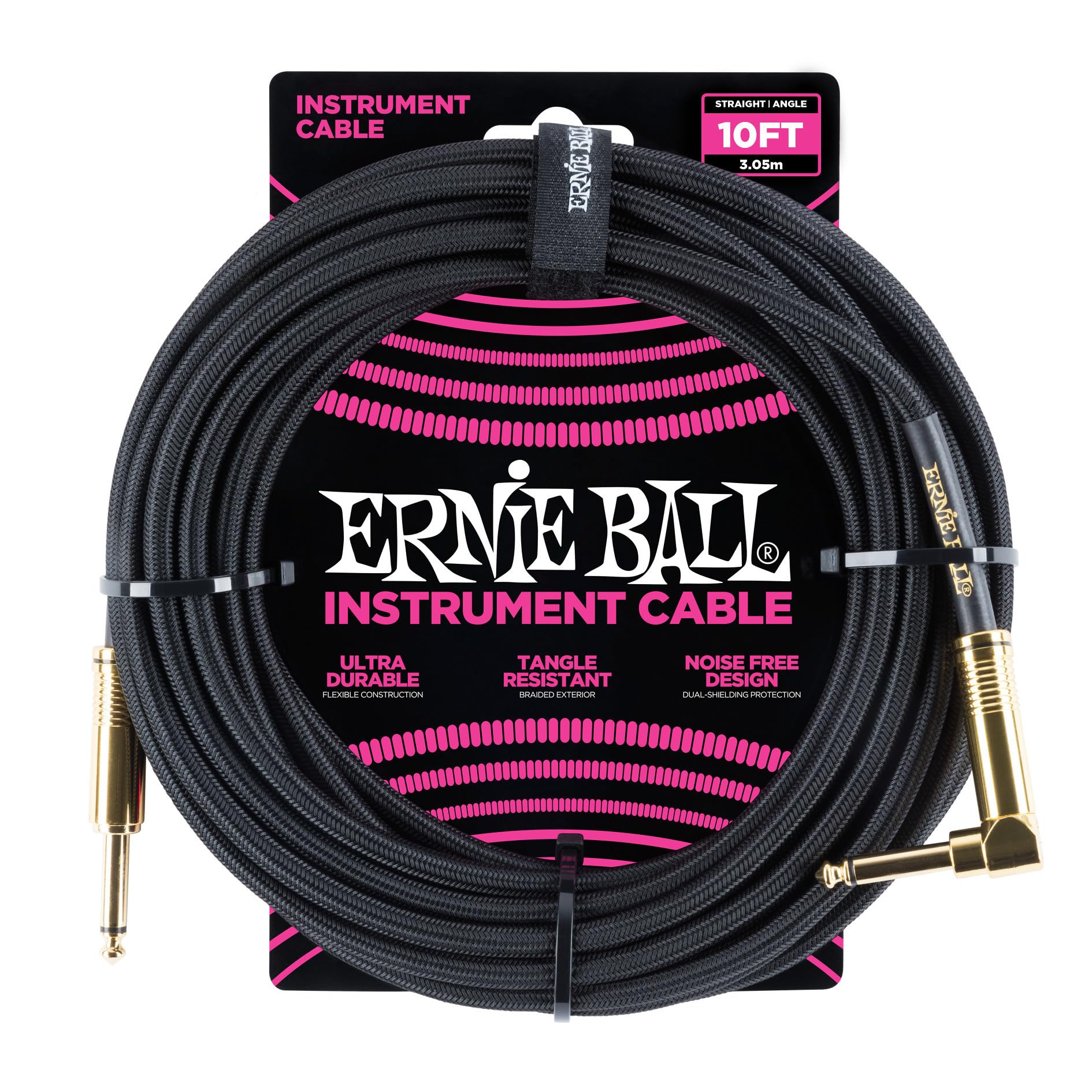 Ernie Ball 10 Braided Straight to RA Instrument Cable online in India at johnsmusicin at the lowest price Online price in India
