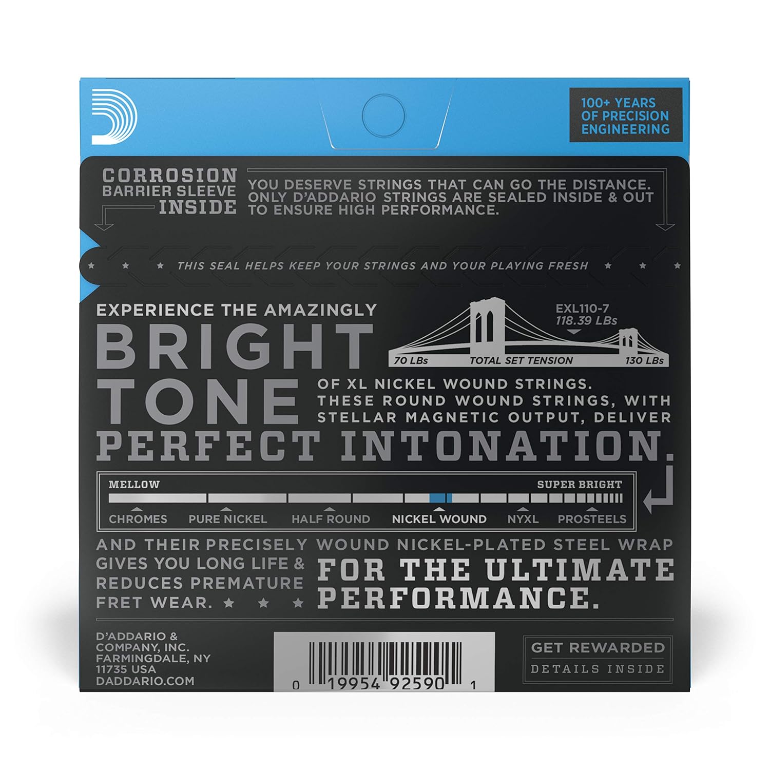 DAddario EXL110-7 7 String Nickel Wound Electric Guitar Strings Regular Light 10-59 online in India at johnsmusicin at the lowest price Online price in India