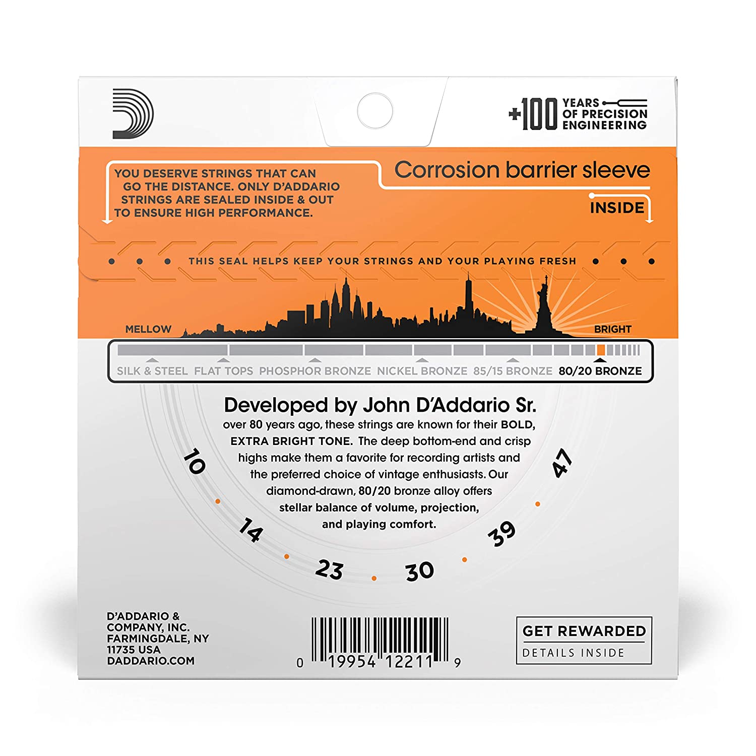 DAddario EJ10 Bronze Acoustic 10-47 Extra Light Guitar Strings Online price in India