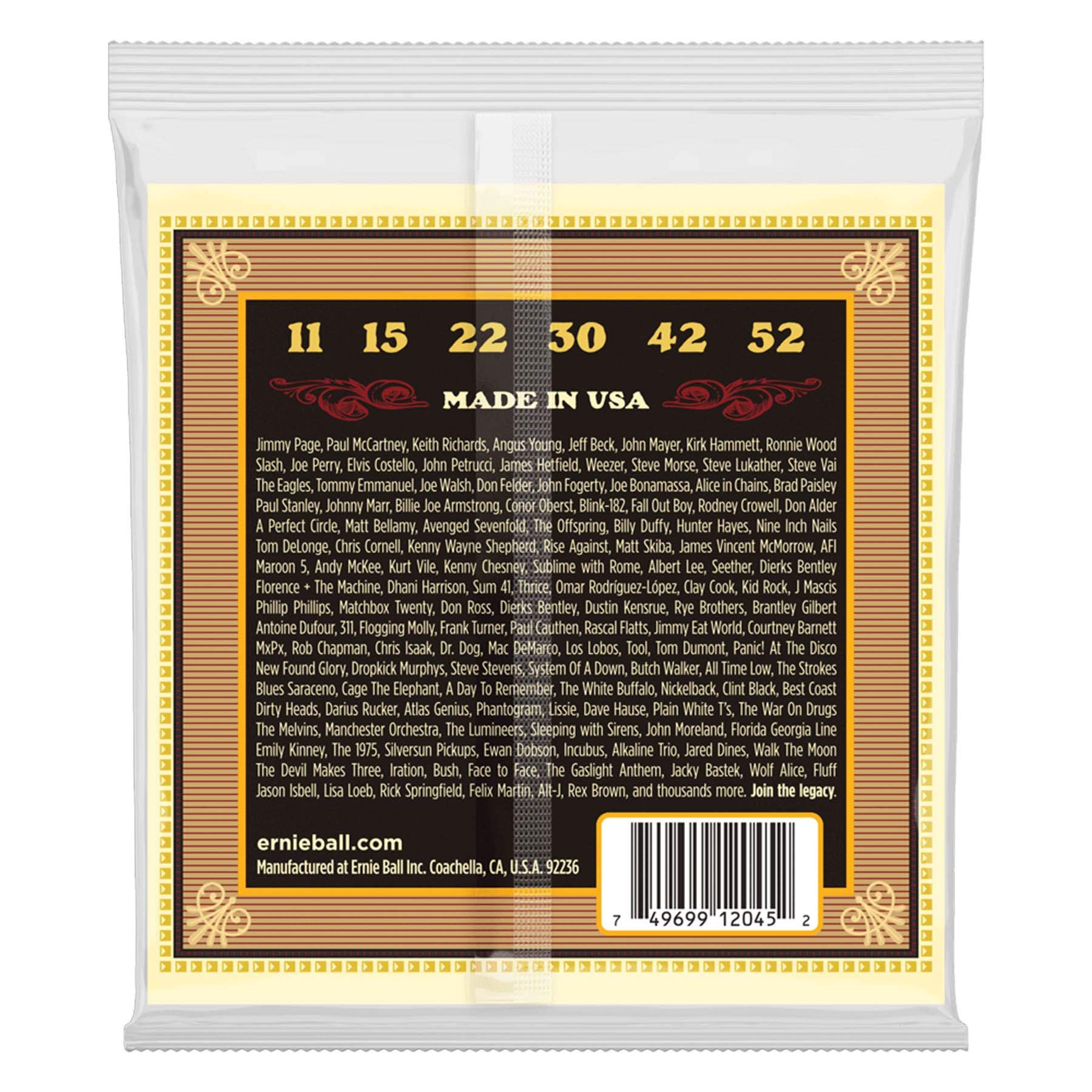 Ernie Ball 2045 Earthwood 8020 Bronze Silk Steel Soft Acoustic Guitar String Set 11-52 Gauge Online price in India