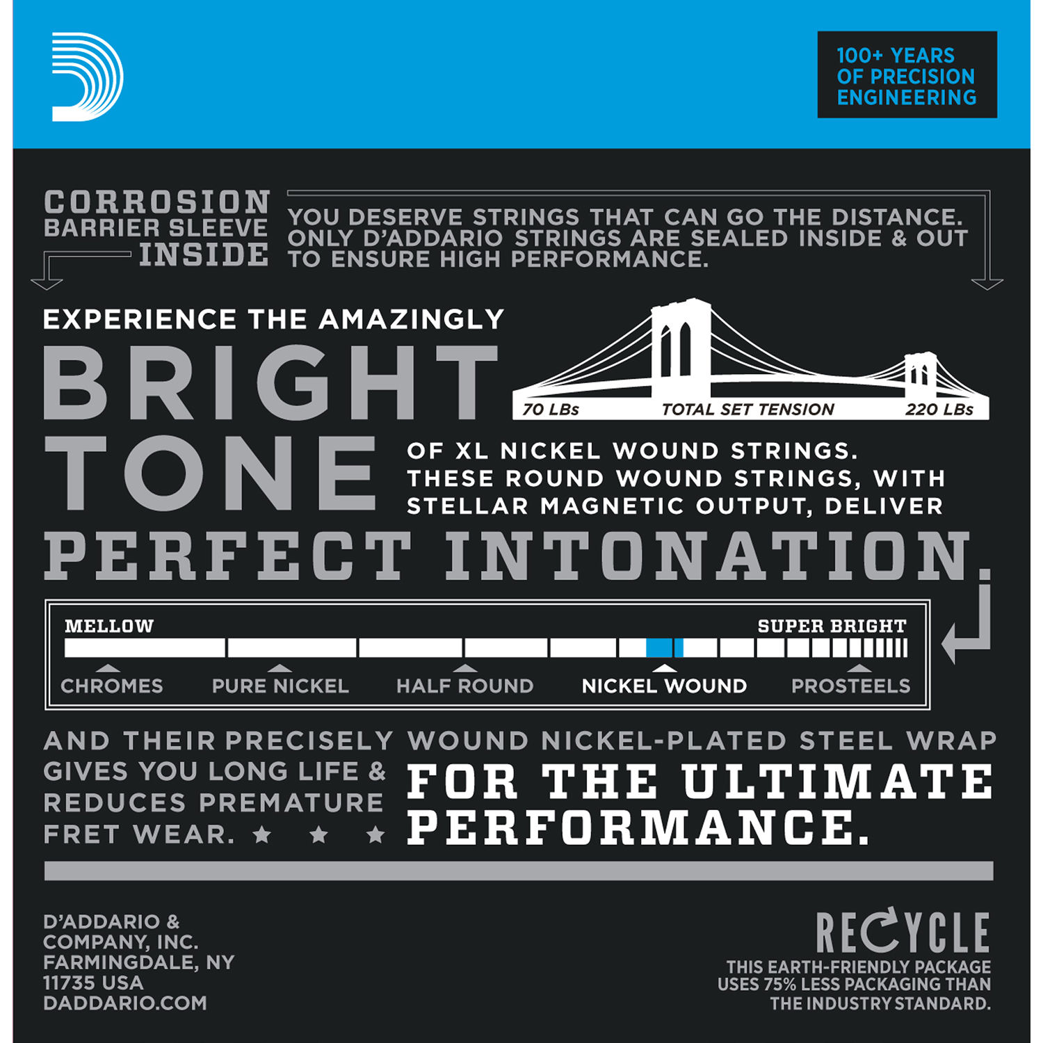 DAddario EXL140-8 Nickel Wound Electric Strings - 010-074 8-string Light TopHeavy Bottom