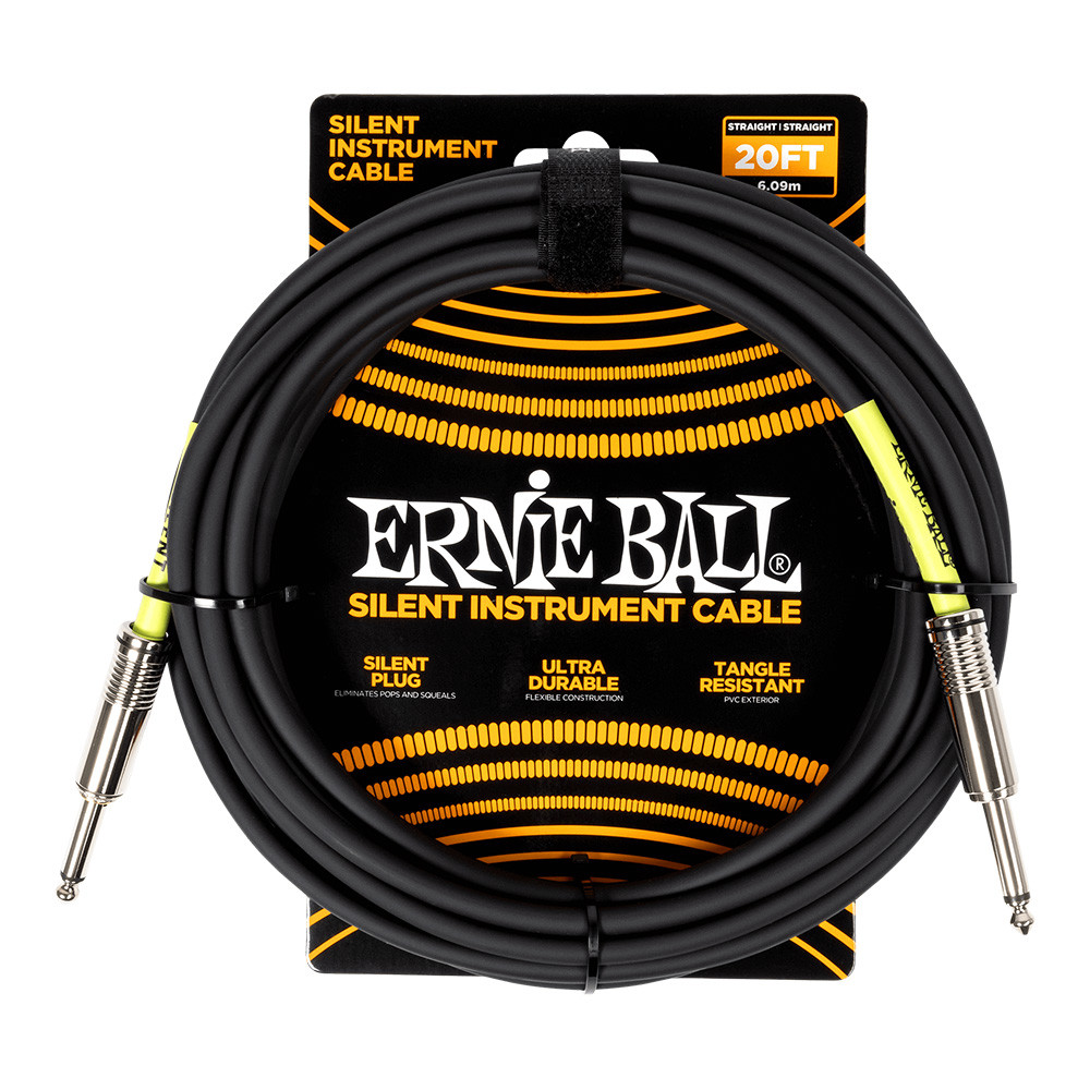 Image of Ernie Ball 6473 Classic Silent 20ft Straight to Straight Instrument Cable Black