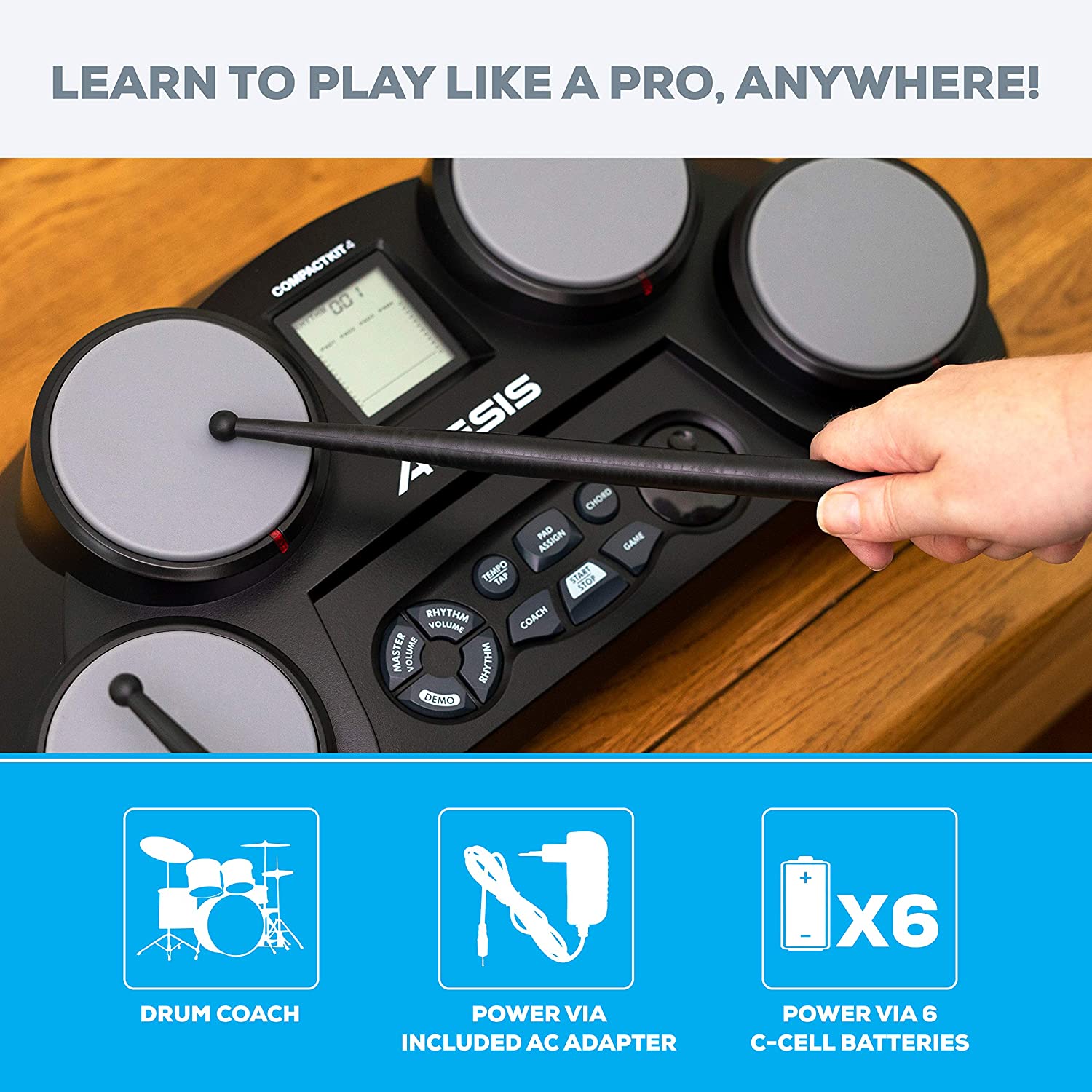 Alesis CompactKit 4 4-Pad Portable Tabletop Drum Kit Online price in India
