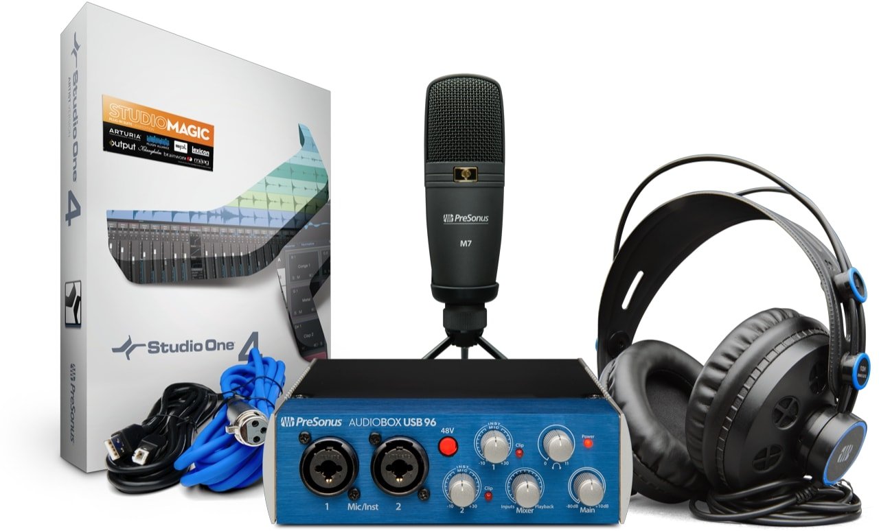 PreSonus AudioBox 96 Studio USB 20 Recording Bundle with Interface Headphones Microphone and Studio One software