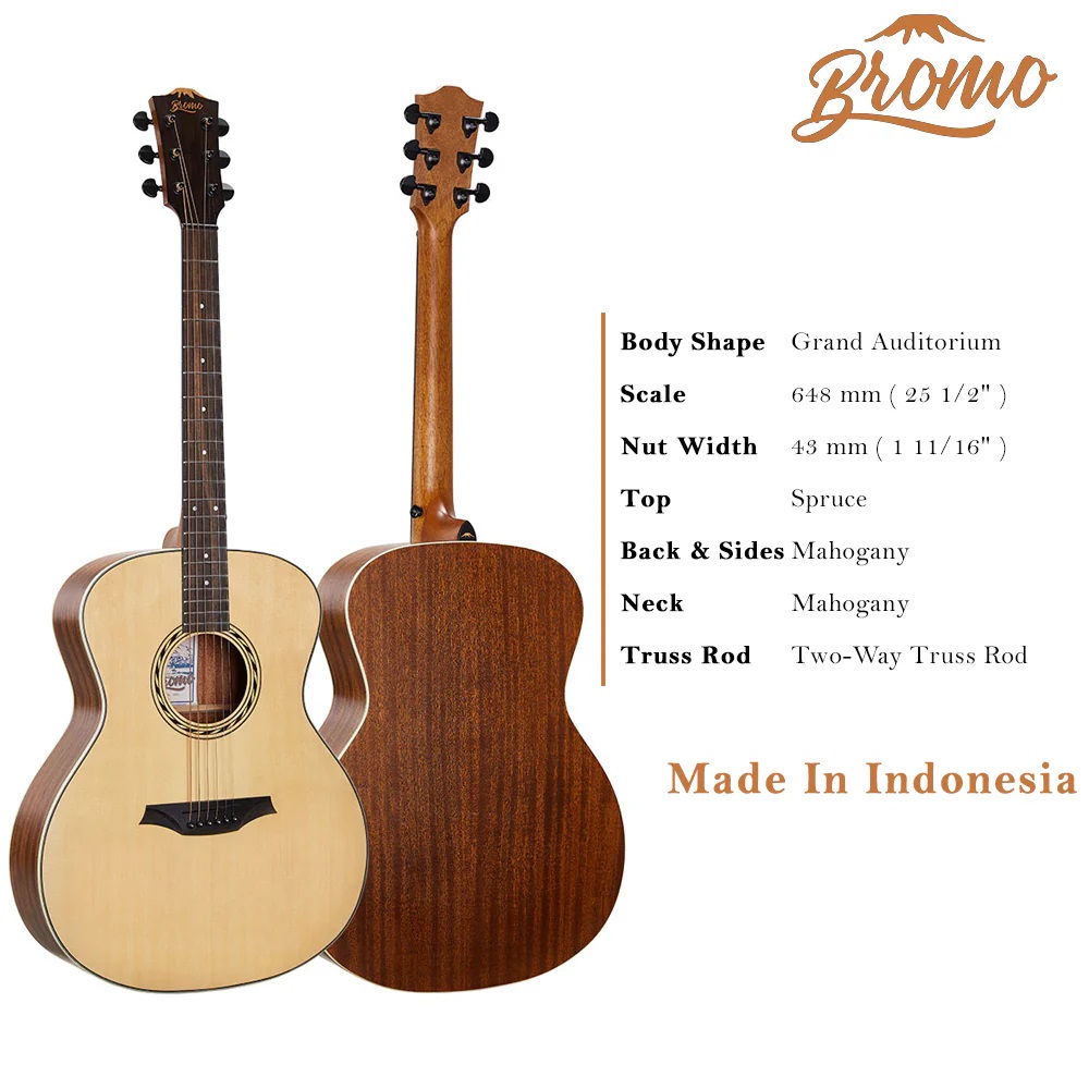 Bromo BAA2 Auditorium Acoustic Guitar online in India at johnsmusicin at the lowest price Bromo BAA2 Auditorium Acoustic Guitar Online price in India