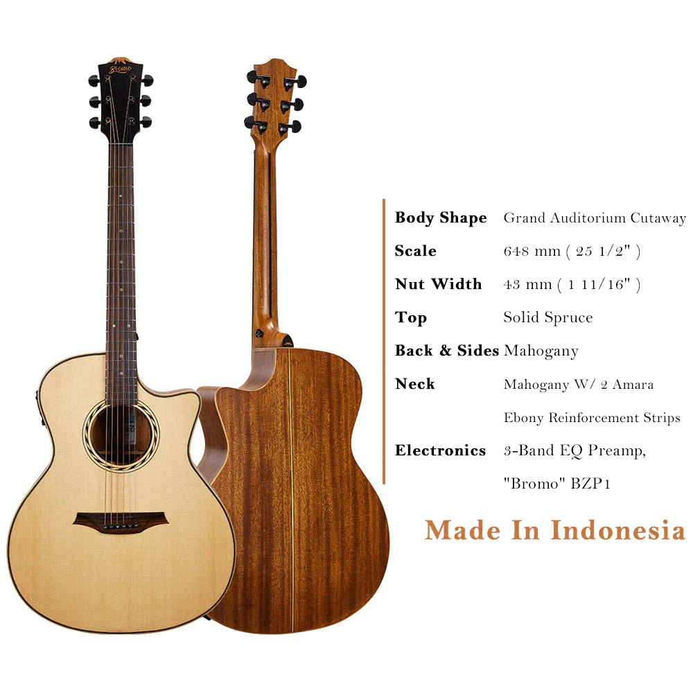 Bromo BAT2CE Auditorium Semi Acoustic Guitar online in India at johnsmusicin at the lowest price Online price in India