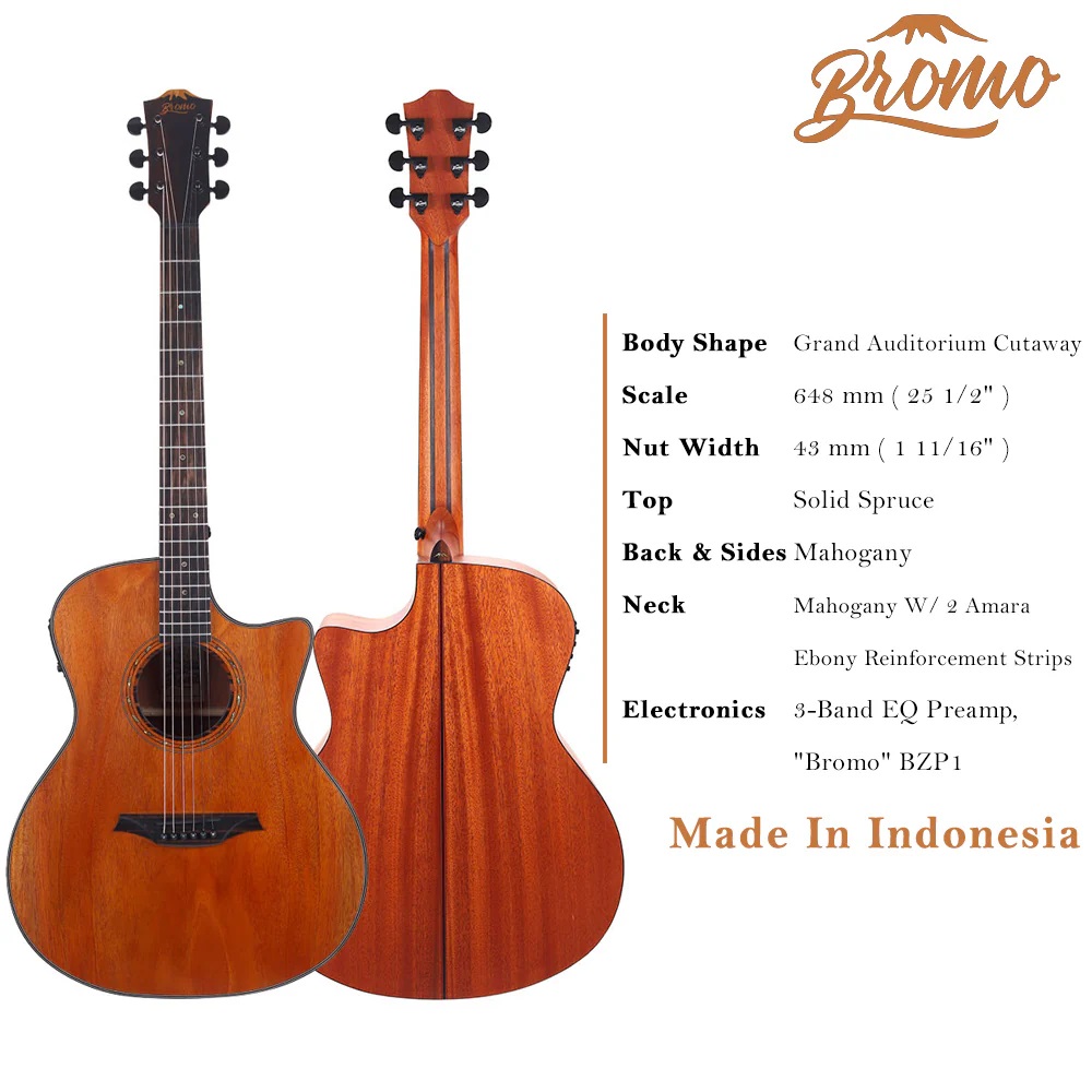 Bromo BAT2MCE Auditorium Semi Acoustic Guitar online in India at johnsmusicin at the lowest price Online price in India