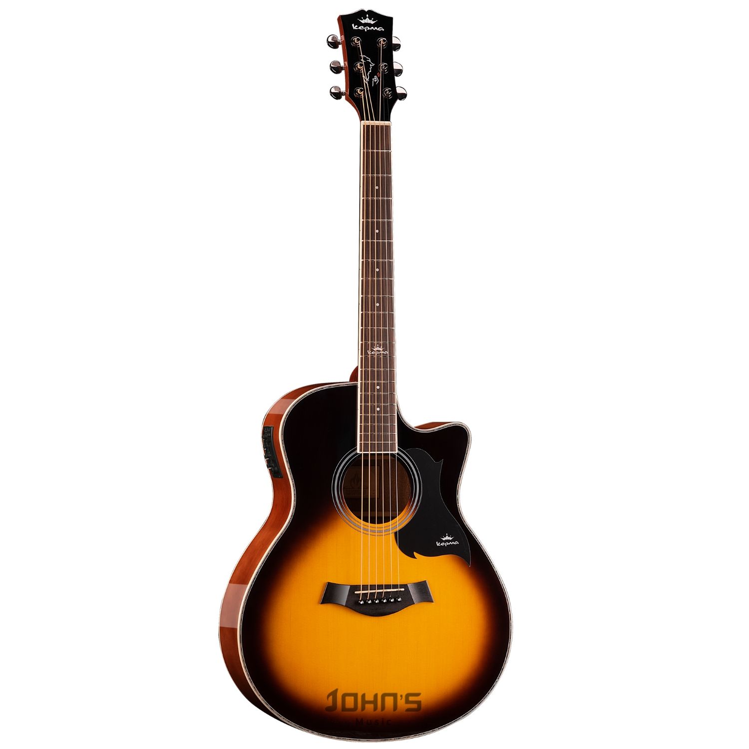 Kepma a1ce semi acoustc guitar sunburst color for beginners
